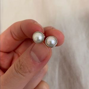 Pandora Elegant Beauty White Pearl Earrings